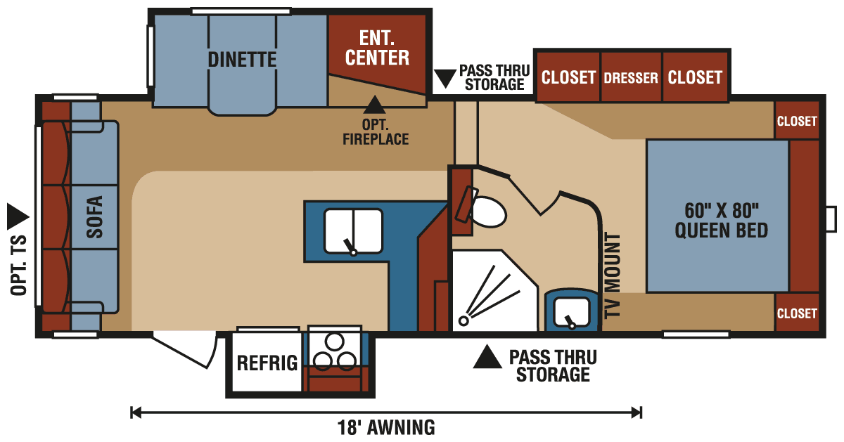 2016 KZ RV Durango 1500 D251RLT Fifth Wheel Floorplan