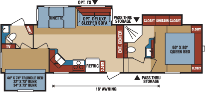 2016 KZ RV Durango 1500 D276BHT Fifth Wheel Floorplan