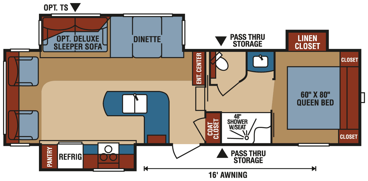 2016 KZ RV Durango 1500 D277RLT Fifth Wheel Floorplan