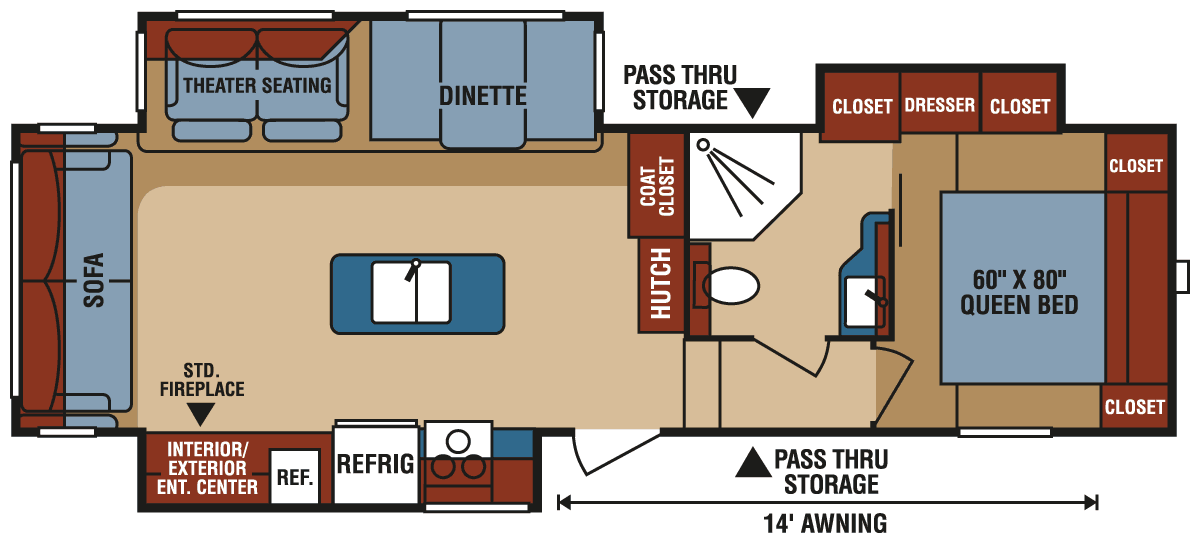 2016 KZ RV Durango 1500 D281RLT Fifth Wheel Floorplan