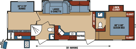 2016 KZ RV Durango 1500 D292BHT Fifth Wheel Floorplan