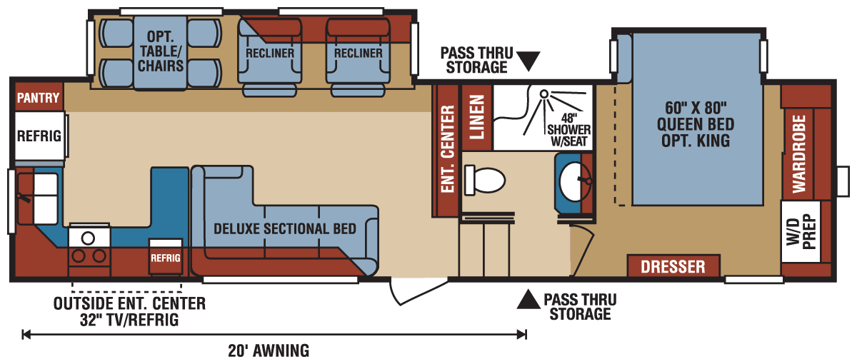 2016 KZ RV Durango 2500 D315RKD Fifth Wheel Floorplan