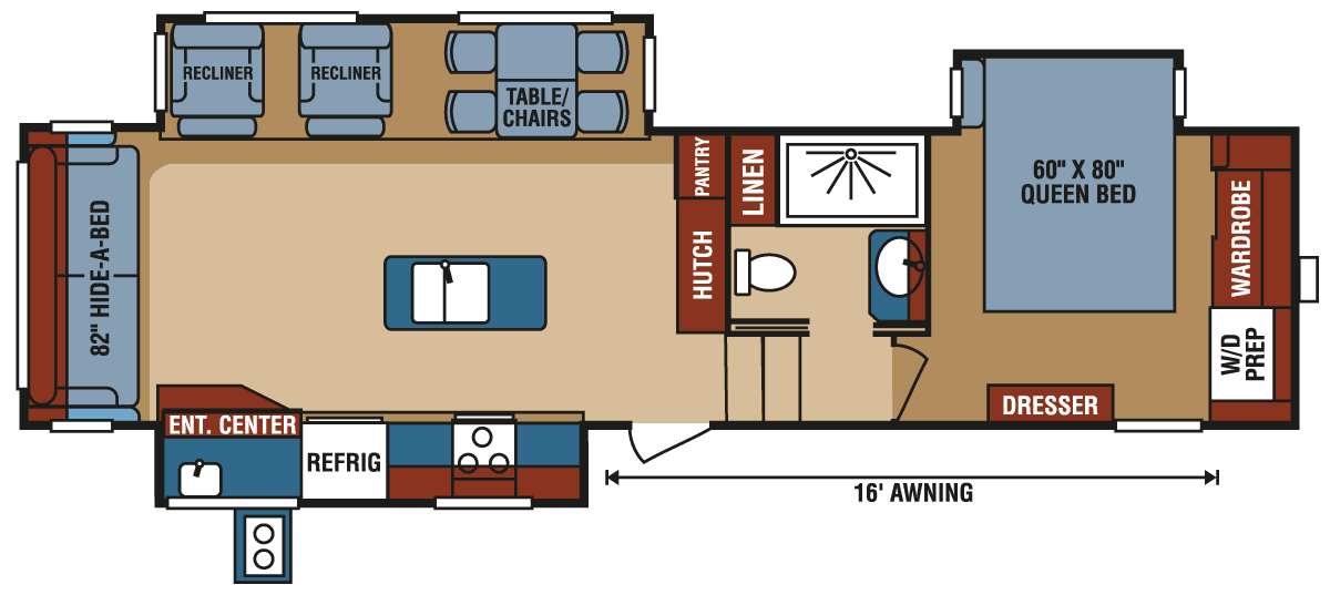 2016 KZ RV Durango 2500 D318RLT Fifth Wheel Floorplan