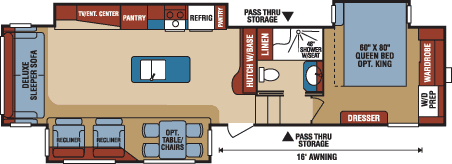 2016 KZ RV Durango 2500 D325RLT Fifth Wheel Floorplan