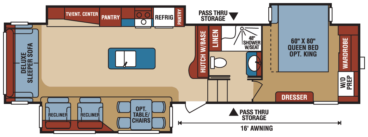 2016 KZ RV Durango 2500 D325RLT Fifth Wheel Floorplan