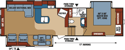 2016 KZ RV Durango 2500 D336RET Fifth Wheel Floorplan