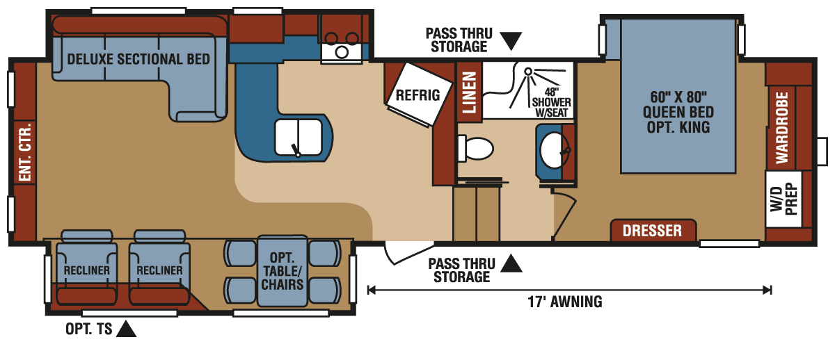 2016 KZ RV Durango 2500 D336RET Fifth Wheel Floorplan