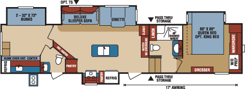 2016 KZ RV Durango 2500 D346BHQ Fifth Wheel Floorplan