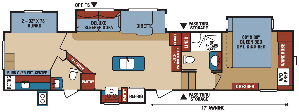 2016 KZ RV Durango 2500 D346BHQ Fifth Wheel Floorplan