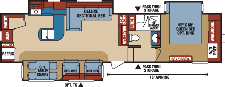 2016 KZ RV Durango 2500 D348RKT Fifth Wheel Floorplan