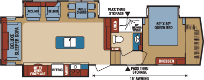 2016 KZ RV Durango Gold G355RLT Fifth Wheel Floorplan