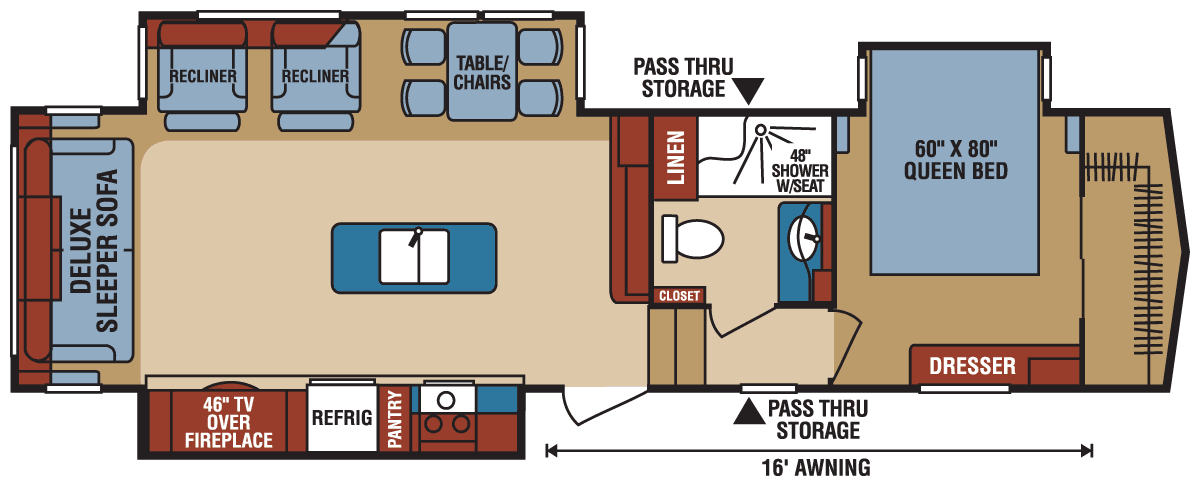 2016 KZ RV Durango Gold G355RLT Fifth Wheel Floorplan