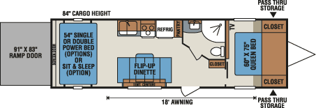 2016 KZ RV MXT MXT2920 Travel Trailer Toy Hauler Floorplan