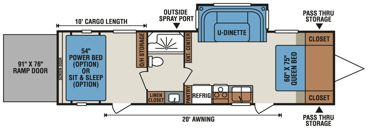 2016 KZ RV MXT MXT3030 Travel Trailer Toy Hauler Floorplan