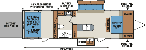 2016 KZ RV MXT MXT3190 Travel Trailer Toy Hauler Floorplan