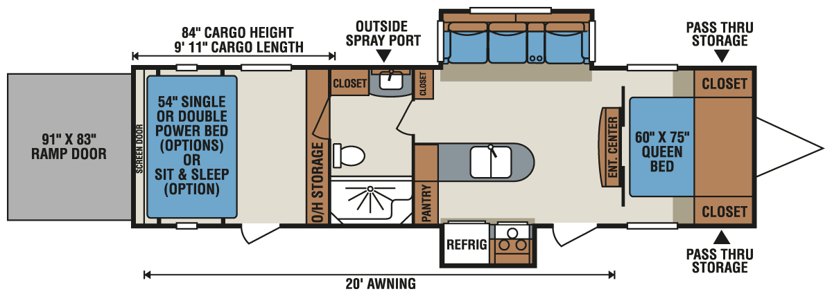 2016 KZ RV MXT MXT3190 Travel Trailer Toy Hauler Floorplan