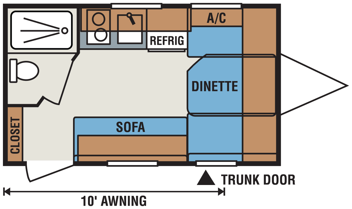 2016 KZ RV Sportsmen Classic 14RB Travel Trailer Floorplan