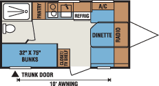 2016 KZ RV Sportsmen Classic 16BH Travel Trailer Floorplan