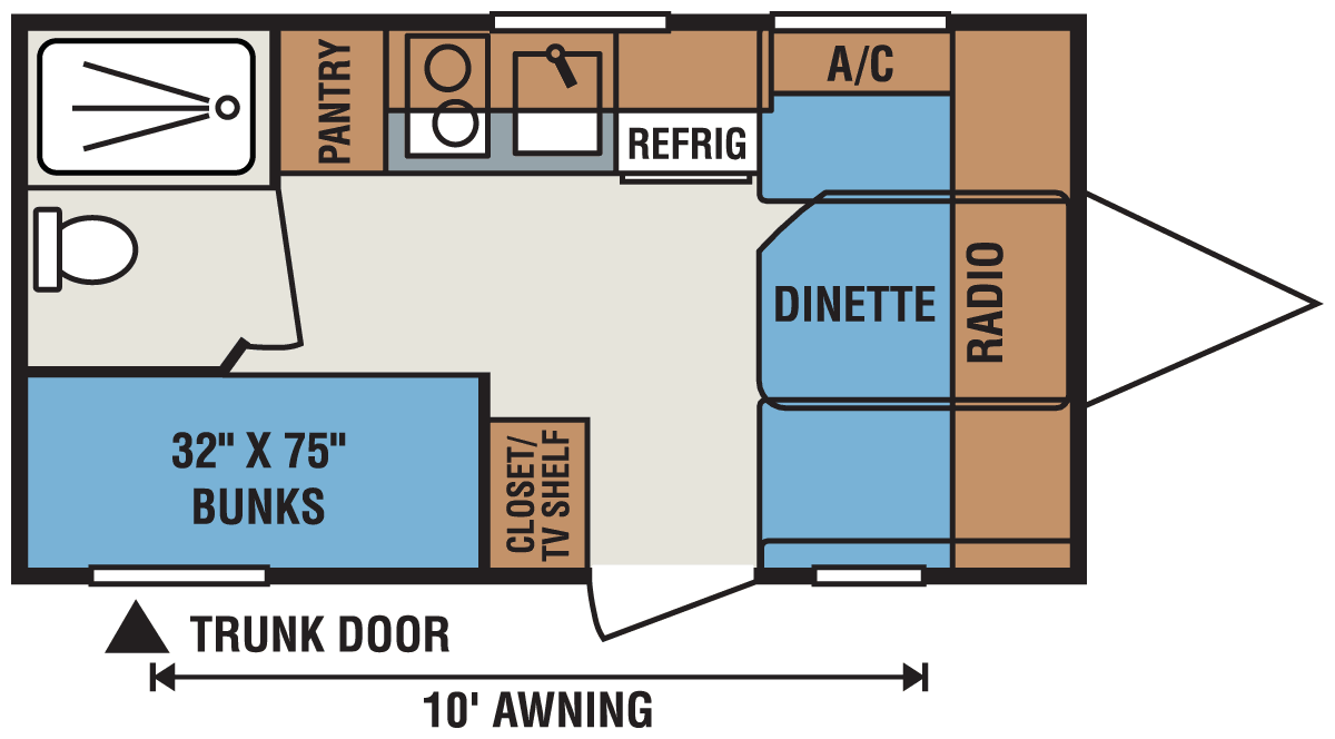 2016 KZ RV Sportsmen Classic 16BH Travel Trailer Floorplan