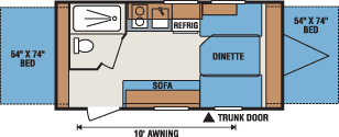 2016 KZ RV Sportsmen Classic 16RBT Travel Trailer Floorplan