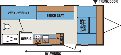 2016 KZ RV Sportsmen Classic 19BH U-Shape Dinette Option Travel Trailer Floorplan