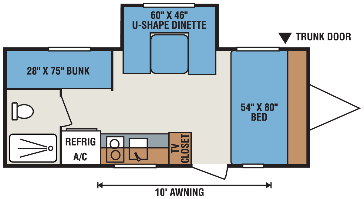 2016 KZ RV Sportsmen Classic 19BHS Travel Trailer Floorplan