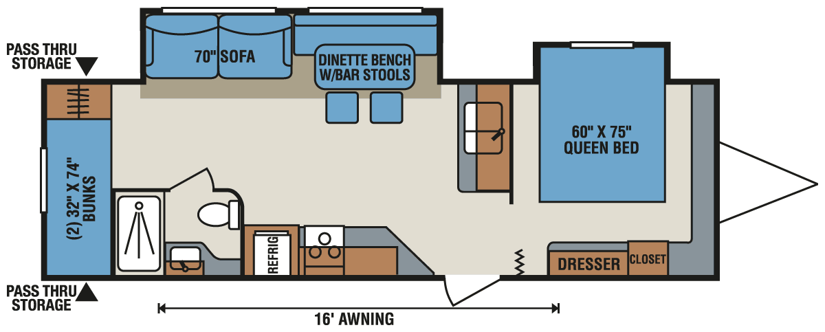 2016 KZ RV Sportsmen Show Stopper LE Special S282BHSS Travel Trailer Floorplan