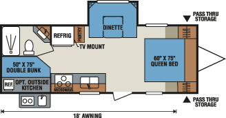 2016 KZ RV Sportsmen Show Stopper S242SBHSS Travel Trailer Floorplan