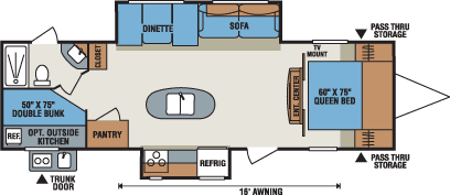 2016 KZ RV Sportsmen Show Stopper S291IKSS Travel Trailer Floorplan