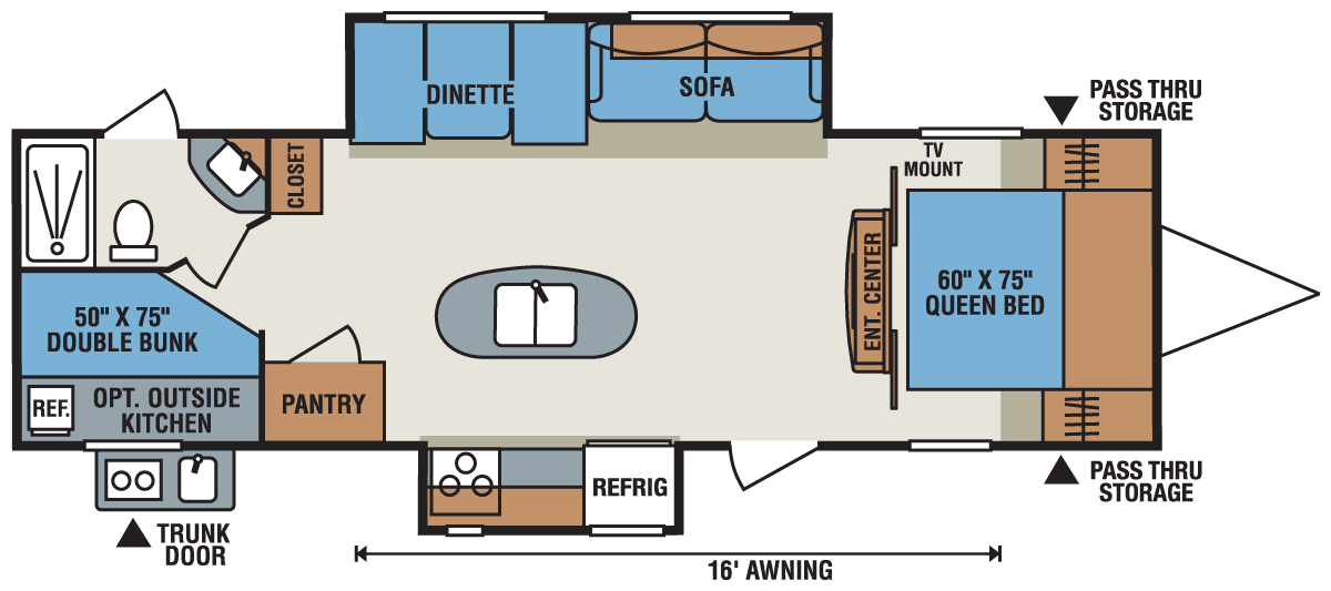 2016 KZ RV Sportsmen Show Stopper S291IKSS Travel Trailer Floorplan