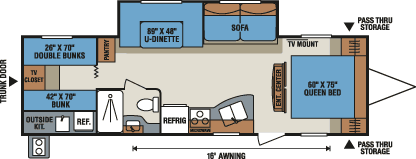 2016 KZ RV Sportsmen Show Stopper S314BHKSS Travel Trailer Floorplan