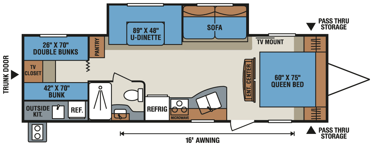 2016 KZ RV Sportsmen Show Stopper S314BHKSS Travel Trailer Floorplan