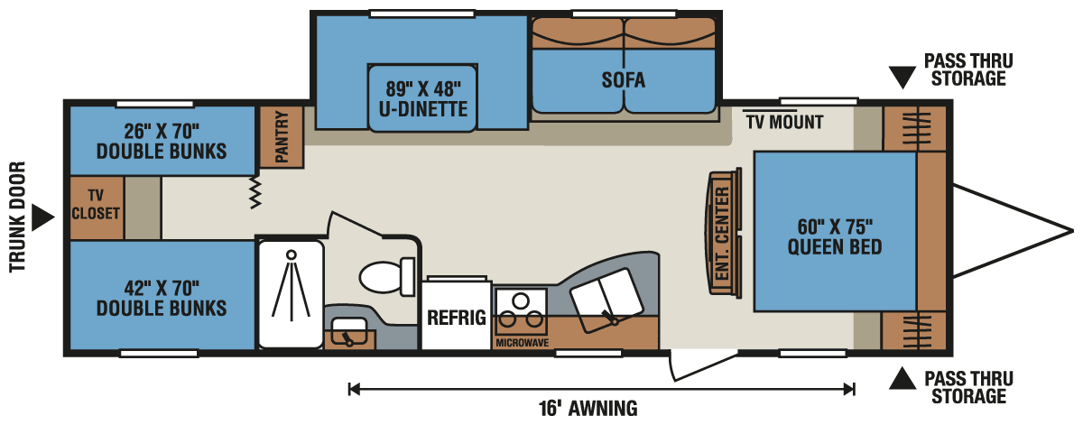 2016 KZ RV Sportsmen Show Stopper S314BHSS Travel Trailer Floorplan