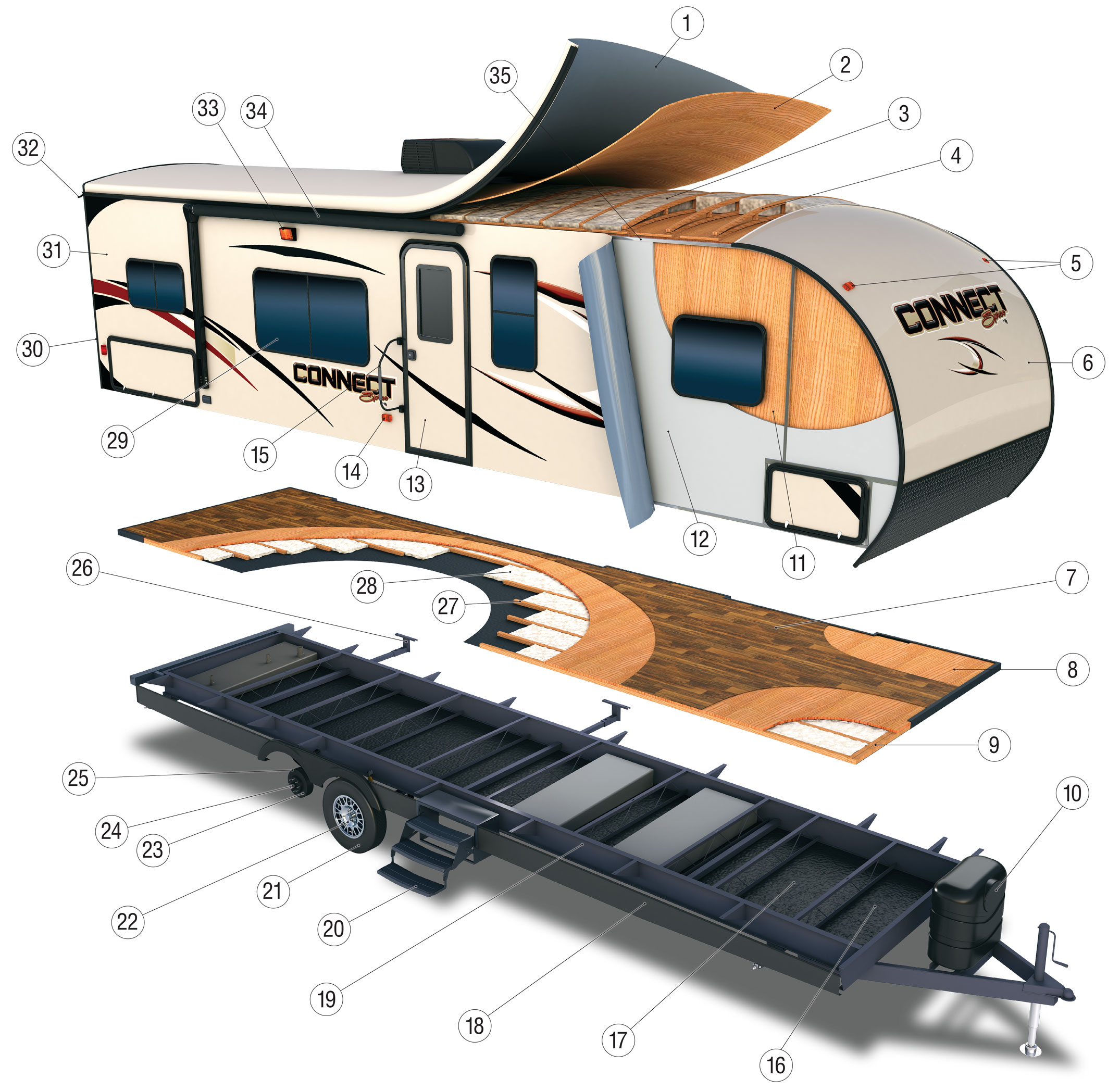 2016 KZ RV Spree Connect Travel Trailer Cutaway