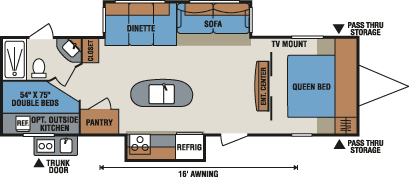 2016 KZ RV Spree Connect C291IKS Travel Trailer Floorplan