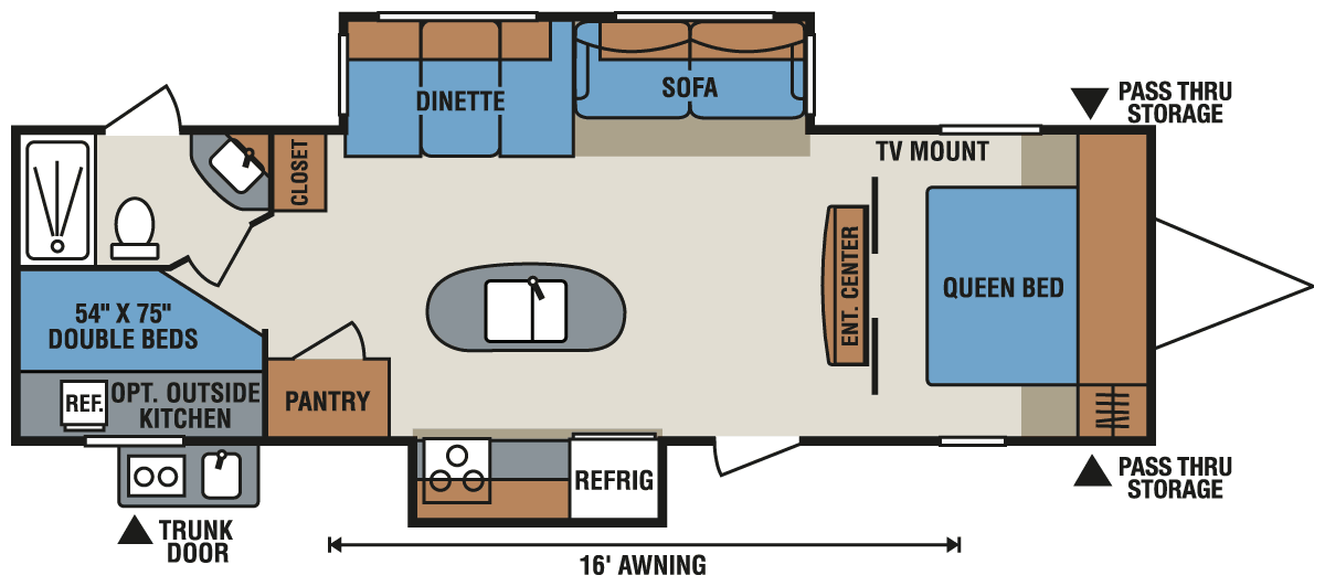 2016 KZ RV Spree Connect C291IKS Travel Trailer Floorplan