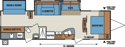 2016 KZ RV Spree Connect C322BHS Travel Trailer Floorplan