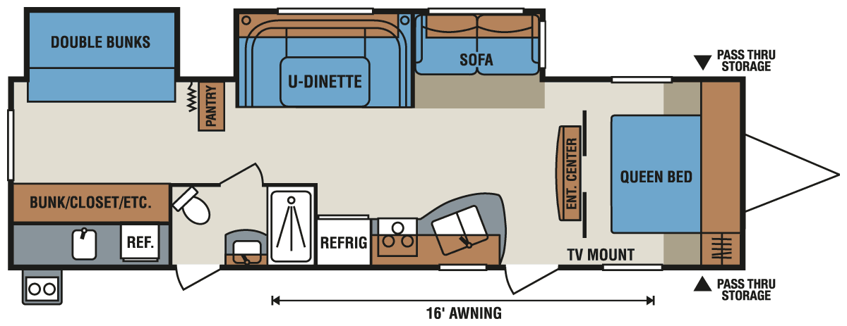 2016 KZ RV Spree Connect C322BHS Travel Trailer Floorplan