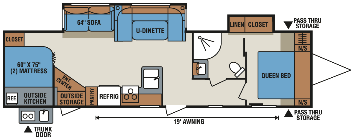 2016 KZ RV Spree Connect C326BHS Travel Trailer Floorplan