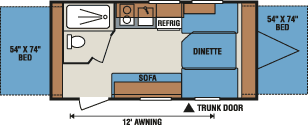 2016 KZ RV Spree Escape E16RBT Travel Trailer Floorplan