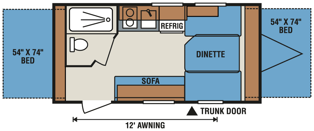 2016 KZ RV Spree Escape E16RBT Travel Trailer Floorplan