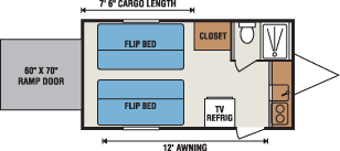 2016 KZ RV Spree Escape E17FKTH Travel Trailer Floorplan