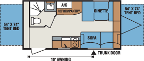 2016 KZ RV Spree Escape E18RBT Travel Trailer Floorplan