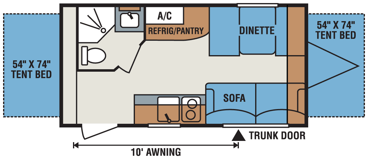 2016 KZ RV Spree Escape E18RBT Travel Trailer Floorplan