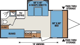 2016 KZ RV Spree Escape E196S Travel Trailer Floorplan