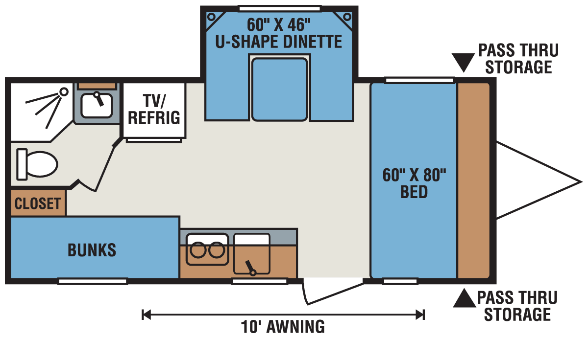 2016 KZ RV Spree Escape E196S Travel Trailer Floorplan
