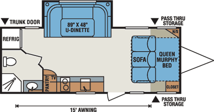 2016 KZ RV Spree Escape E200RBS Murphy Bed Option Travel Trailer Floorplan