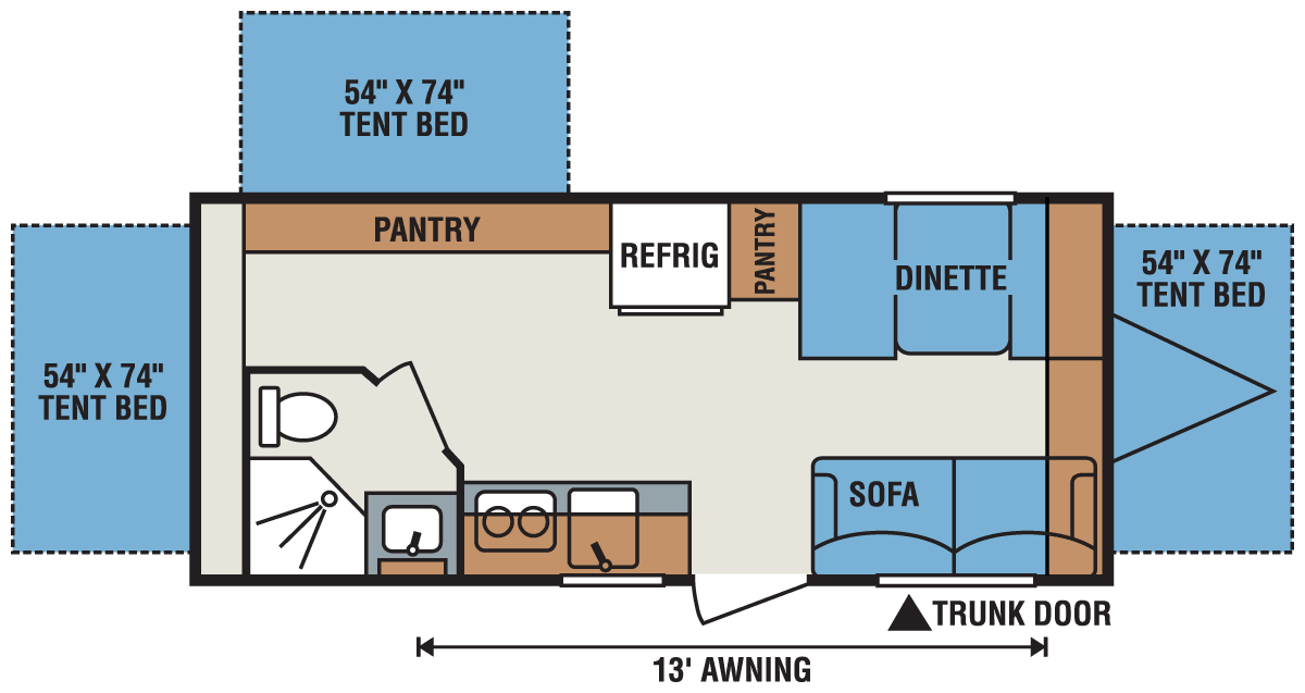 2016 KZ RV Spree Escape E20RBT Travel Trailer Floorplan