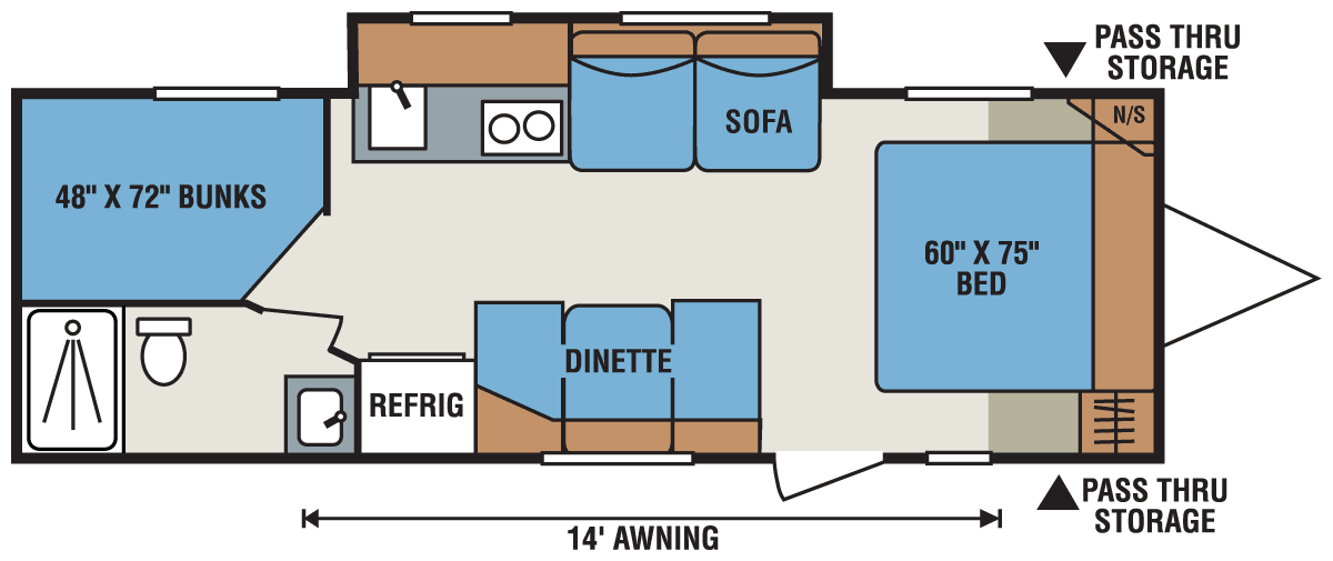 2016 KZ RV Spree Escape E250S Travel Trailer Floorplan