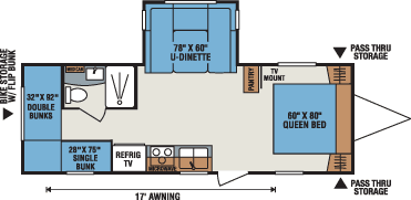 2016 KZ RV Spree 240BHS Travel Trailer Floorplan